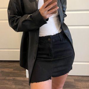Distressed Black Mini Skirt (S)